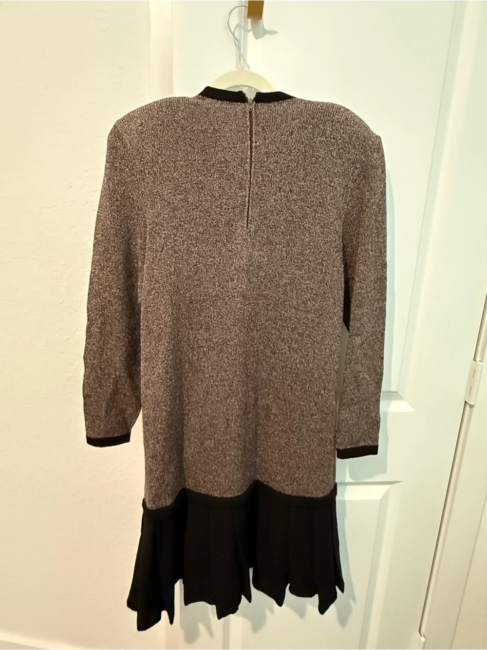 Vintage Saks Fifth Avenue Gray and Black Knit Dress with Gold Buttons - Picture 3 of 5